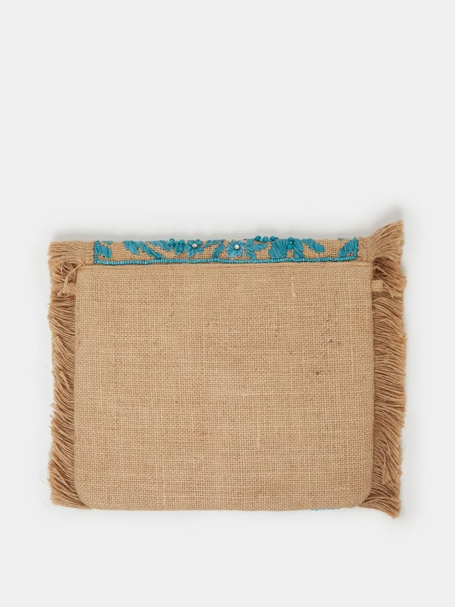 کیف کلاچ زنانه استایلی با طرح گلدوزی و حاشیه چین دار، سایز 40، چند رنگ