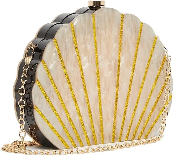 کیف دستی زنانه استایلی مدل صدف با بند زنجیری، سایز واحد، صورتی