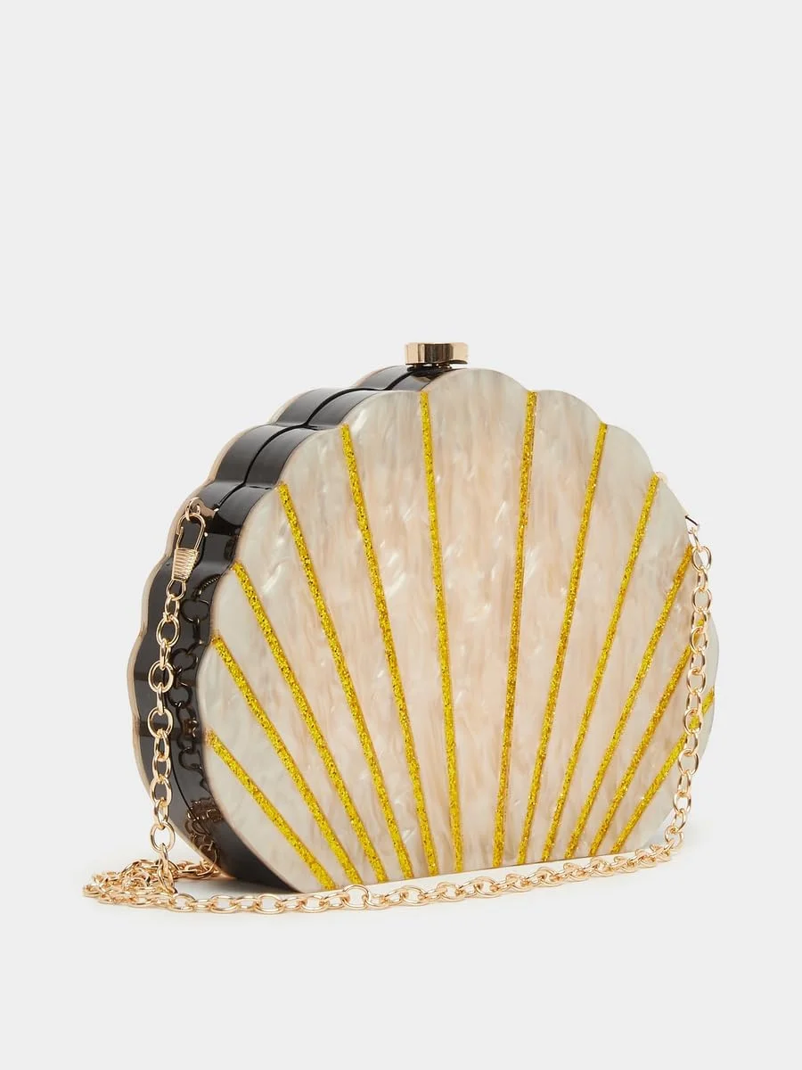 کیف دستی زنانه استایلی مدل صدف با بند زنجیری، سایز واحد، صورتی