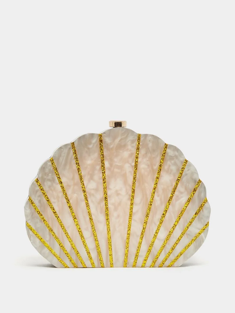 کیف دستی زنانه استایلی مدل صدف با بند زنجیری، سایز واحد، صورتی