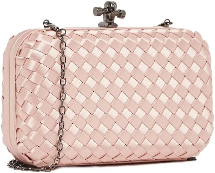 کیف کلاچ زنانه STYLI با طرح بافت و بند زنجیری - صورتی - تک سایز