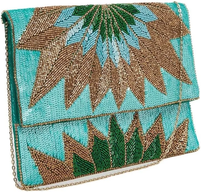 کیف دستی زنانه استایلی تزیین شده با مهره - قهوه ای - سایز آزاد