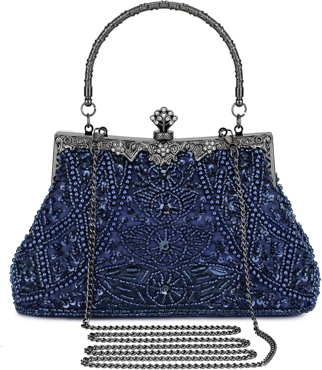 کیف دستی مجلسی زنانه مدل Selighting با طراحی قدیمی و منجوق دوزی شده مناسب عروسی، مهمانی و کوکتل