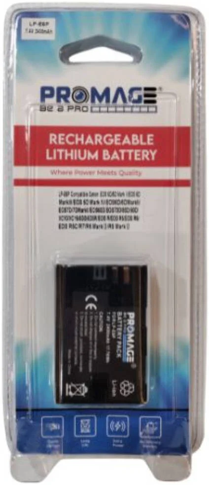 باتری پرومِیج لیتیوم-یونی 7.4 ولت 2400 میلی آمپر، باتری دوربین قابل شارژ با ظرفیت بالا، سازگار با سری Canon EOS | LP-E6P