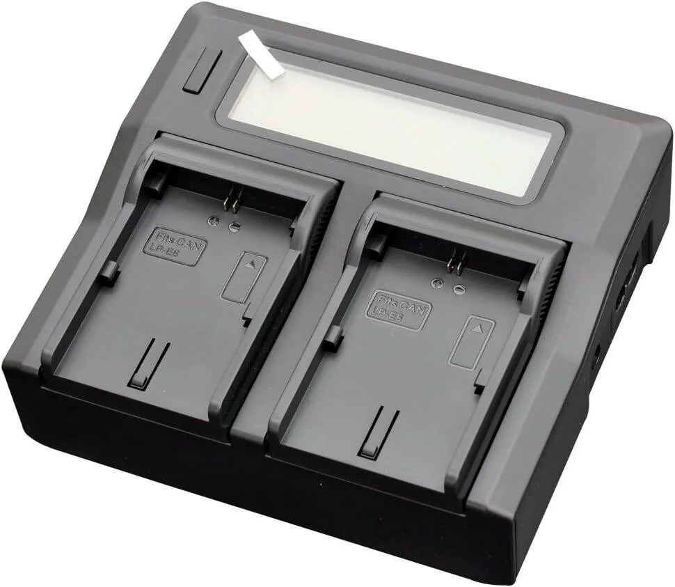شارژر باتری سریع دوگانه با نمایشگر LCD برای LP-E6N LP-E6 LC-E6E کانن EOS R5 R6، EOS 6D 7D 80D 70D 60D 60Da 5D Mark III 5D Mark II 5D2 5D3 XC10 XC15 دوربین DSLR