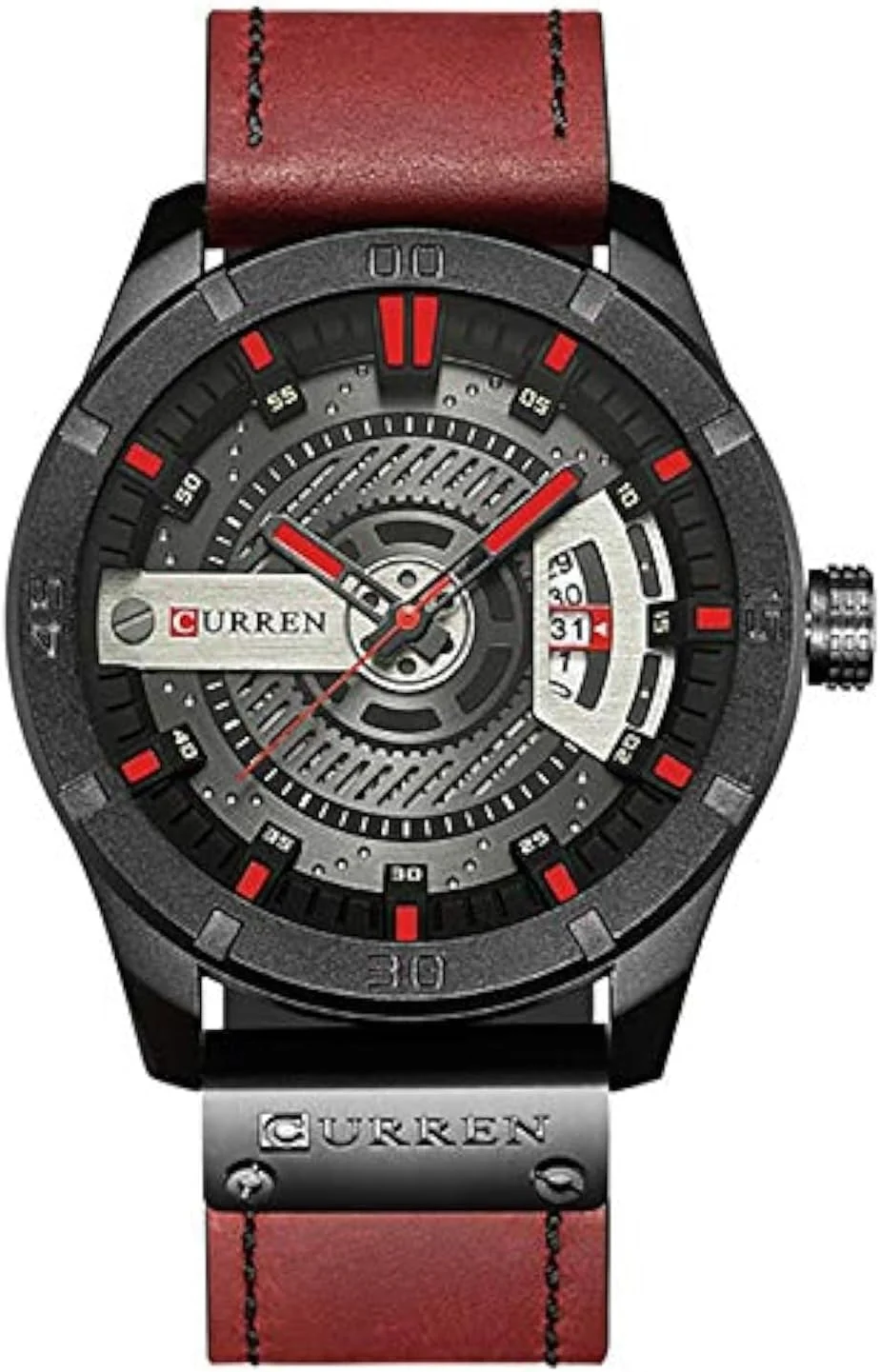 ساعت مچی مردانه کورن مدل 8301 با بند چرمی کوارتز و نمایشگر تاریخ - قرمز ساعت مچی مردانه کورن مدل 8301 با بند چرمی کوارتز و نمایشگر تاریخ - قرمز