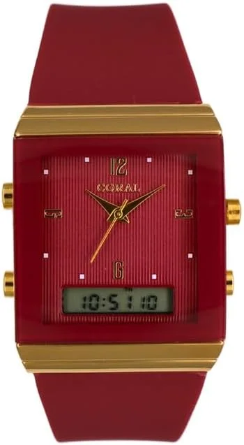 ساعت دو زمانه کورال مدل CR-6149 - نمایشگر آنالوگ و دیجیتال، بند PU، مقاوم در برابر آب تا عمق 30 متر - BA-CR-198P