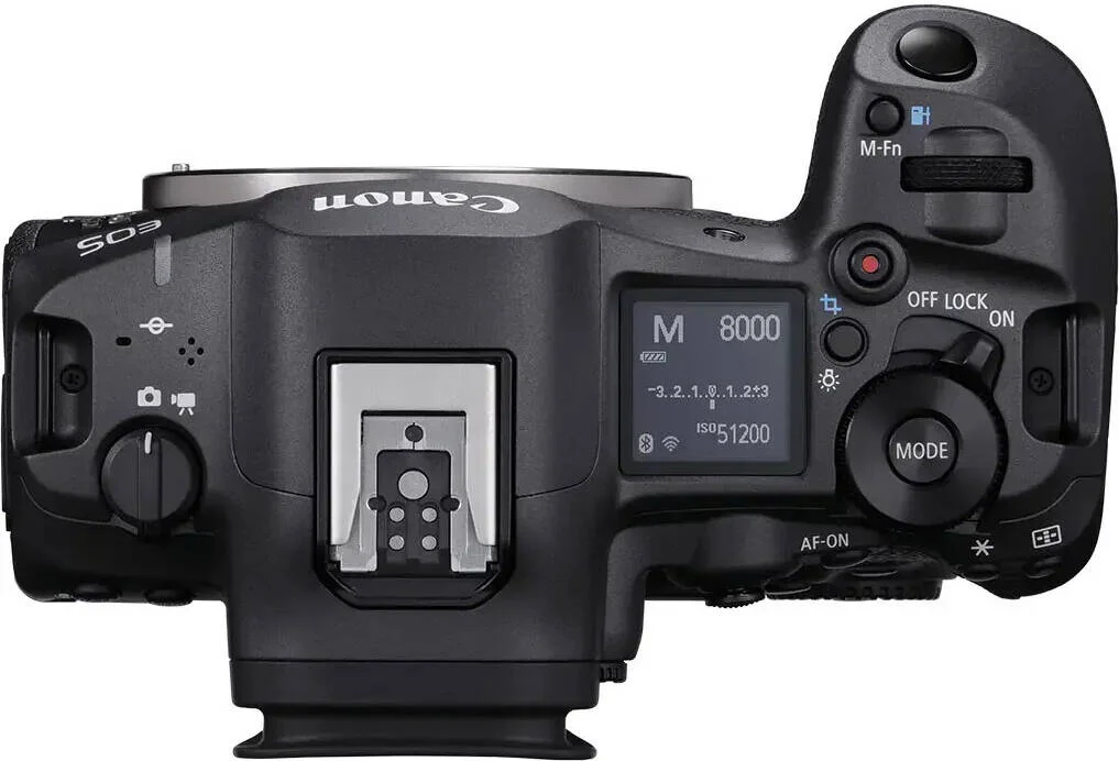 دوربین بدون آینه Canon EOS R5 Mark II 8K Video (فقط بدنه)، حسگر پشته‌ای با نور پس‌زمینه 45 مگاپیکسلی، اندازه صفحه نمایش 3.2 اینچ، شتاب دهنده DIGIC + DIGIC X، حداکثر سرعت عکاسی تا 30 فریم در ثانیه، مشکی | 6536C002