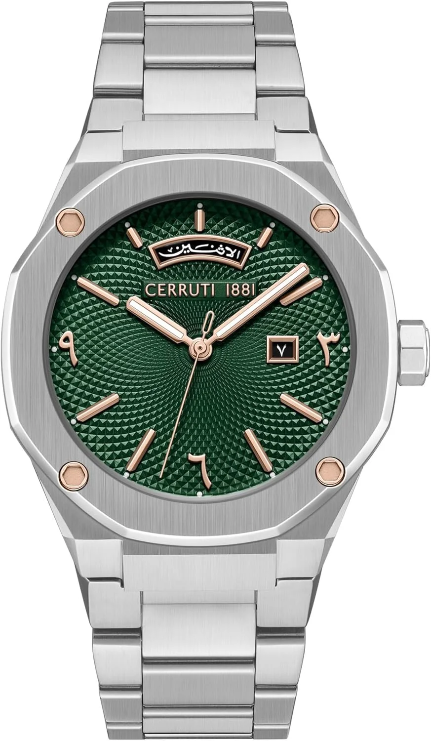 ساعت مچی مردانه آنالوگ Cerruti 1881 Razzuolo با صفحه سبز 41 میلی‌متری و بند استیل