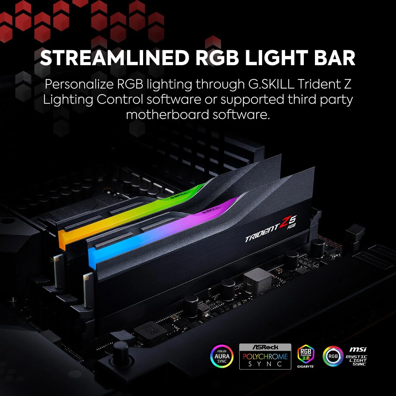رم دسکتاپ جی.اسکیل Trident Z5 RGB سری DDR5 با ظرفیت 64 گیگابایت (2x32GB) سرعت 6400MT/s CL32-39-39-102 1.40V مدل U-DIMM - مشکی مات (F5-6400J3239G32GX2-TZ5RK)