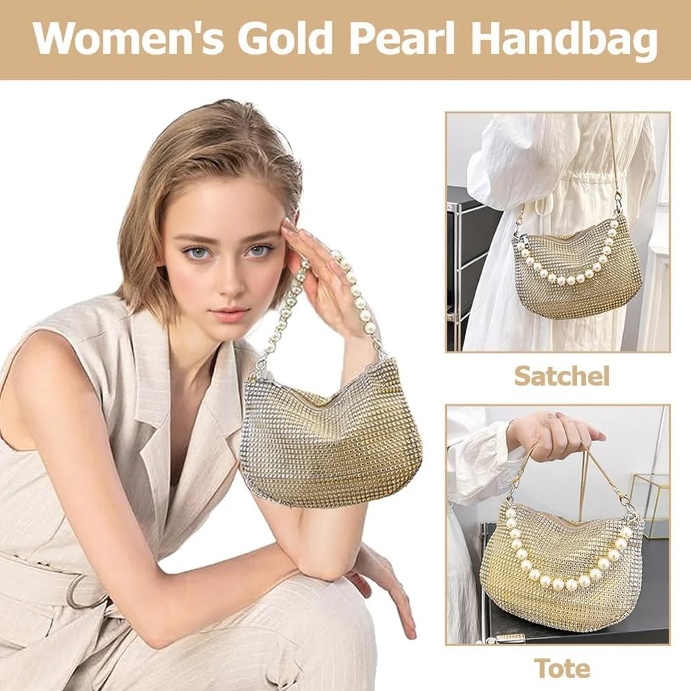 کیف طلایی نگین دار، کیف دوشی نگین دار، کیف کلاچ مجلسی براق زنانه با زنجیر مرواریدی، کیف کلاچ نگین دار برای مهمانی نامزدی عروسی جشن کوکتل ضیافت 22 * 16 * 5 سانتی متر کیف طلایی نگین دار، کیف دوشی نگین دار، کیف کلاچ مجلسی براق زنانه با زنجیر مرواریدی، کیف کلاچ نگین دار برای مهمانی نامزدی عروسی جشن کوکتل ضیافت 22 * 16 * 5 سانتی متر