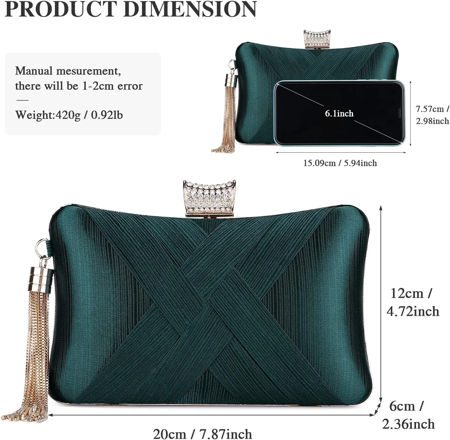 کیف دستی مجلسی زنانه ابریشمی ساتن، کیف عروسی و مهمانی با زنجیر فلزی جداشدنی