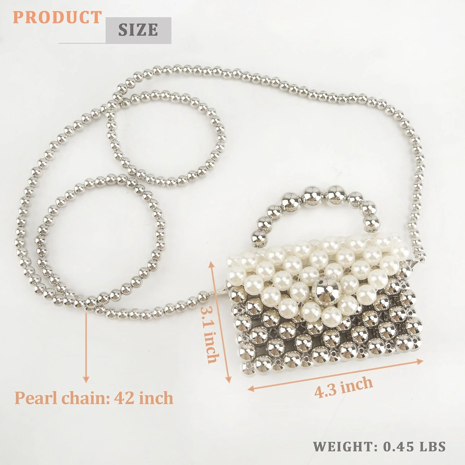 کیف مرواریدی کوچک، کیف دستی مرواریدی دست ساز پرنسس کوچک، کیف های مهره دار برای دختران نوپا و زنان، کیف های شانه ای نفیس و ظریف برای مهمانی ها، ضیافت ها، شام، عروسی ها و استفاده روزمره