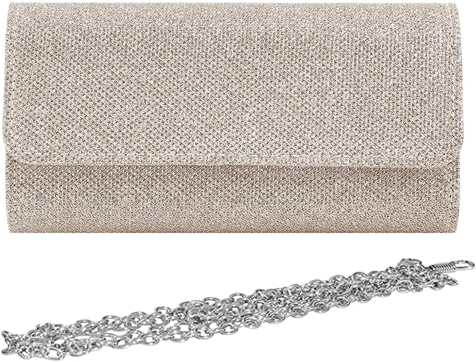 کیف دستی مجلسی زنانه کوچک پولکی با زنجیر جداشدنی