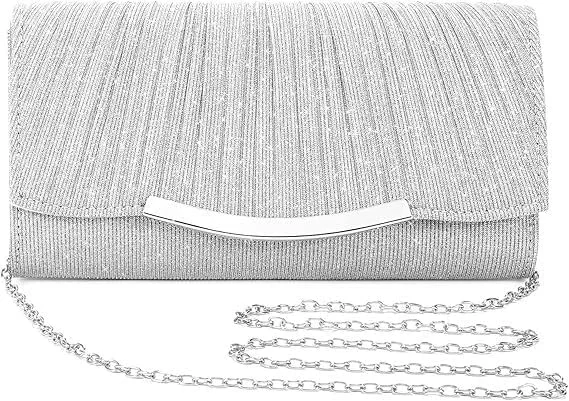 کیف دستی مجلسی زنانه، کیف مجلسی پلیسه درخشان قابل تنظیم، کیف دستی رسمی نگین دار برای مهمانی عروسی، کوکتل، جشن رقص، شام و نامزدی