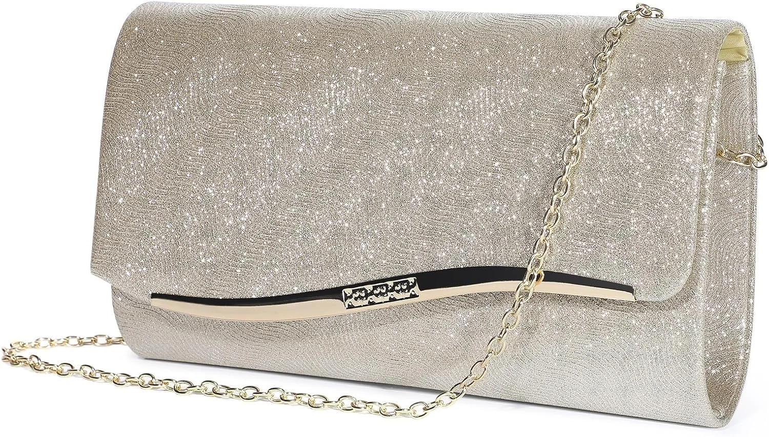 کیف دستی مجلسی زنانه NALACAL با زنجیر جداشدنی، کیف مجلسی طلایی شامپاین، کیف دستی براق مناسب لباس رسمی برای عروسی، مهمانی و جشن کیف دستی مجلسی زنانه NALACAL با زنجیر جداشدنی، کیف مجلسی طلایی شامپاین، کیف دستی براق مناسب لباس رسمی برای عروسی، مهمانی و جشن