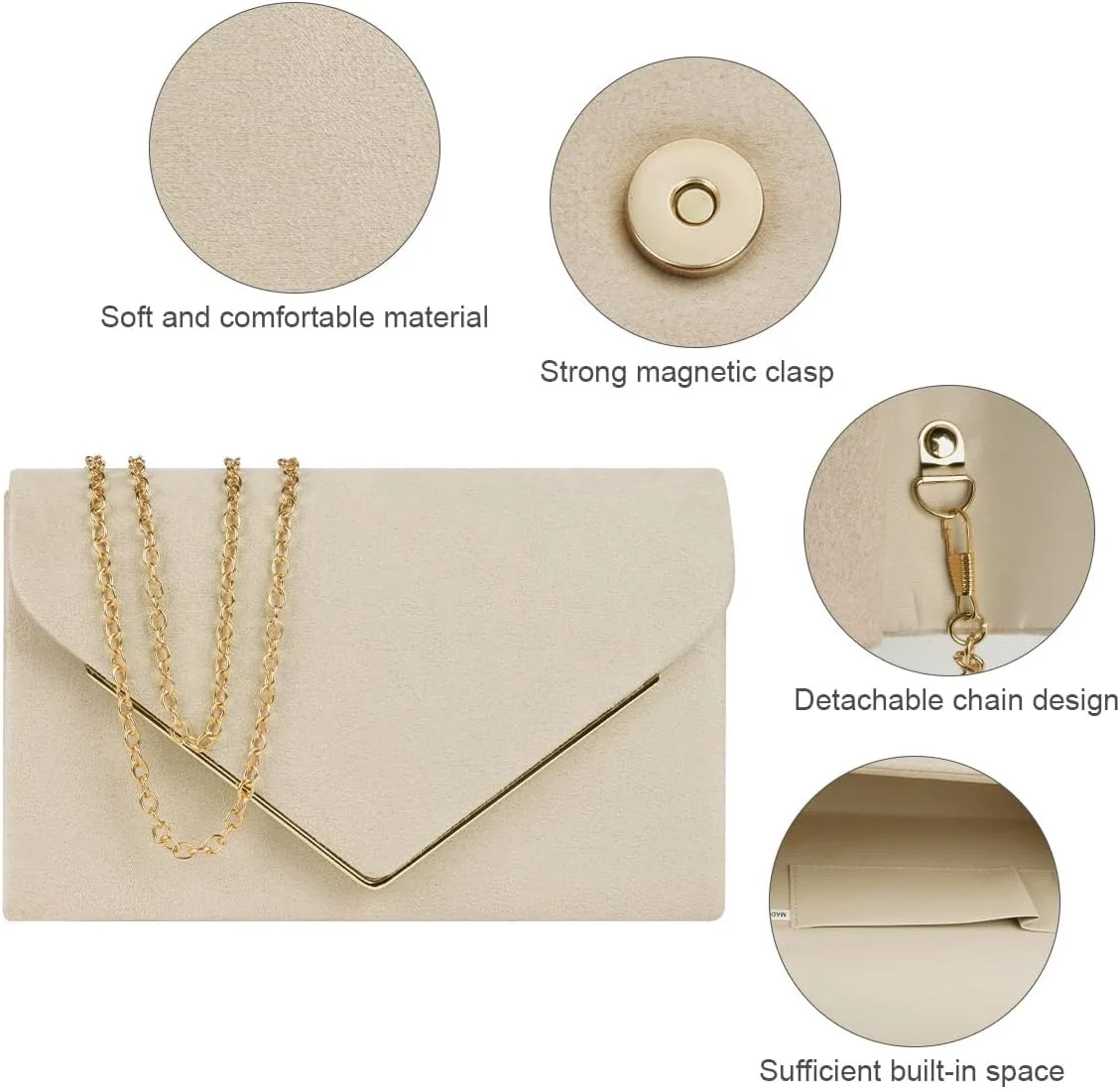 کیف دستی مجلسی زنانه نالاکال، کیف پول نگین دار، کیف مجلسی پاکتی درخشان با زنجیر جداشدنی کیف دستی مجلسی زنانه نالاکال، کیف پول نگین دار، کیف مجلسی پاکتی درخشان با زنجیر جداشدنی