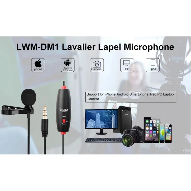 میکروفون دوگانه یقه ای لنزگو مدل LYM-DM1 میکروفون دوگانه یقه ای لنزگو مدل LYM-DM1