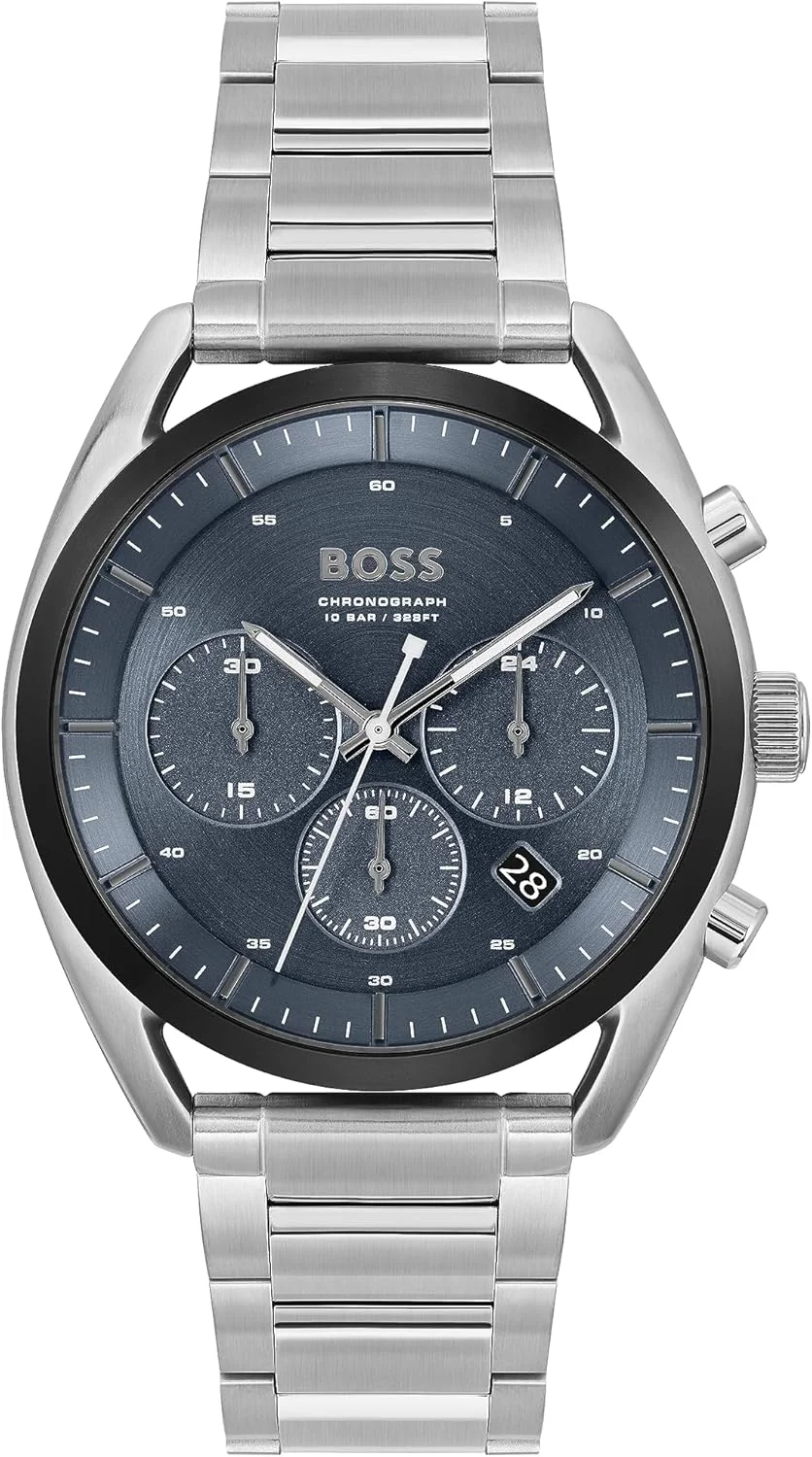 ساعت مردانه BOSS مدل TOP صفحه سبز بند سیلیکونی مشکی
