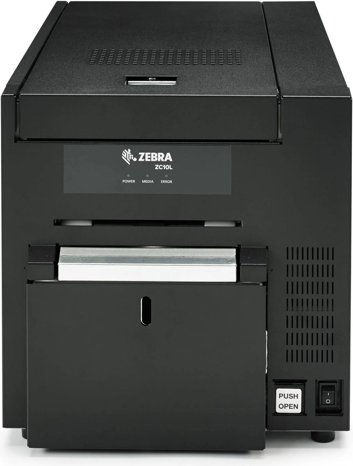 چاپگر کارت شناسایی زبرا ZC10L، سرعت چاپ تا 8.4 ثانیه، وضوح چاپ 300 dpi، قابلیت چاپ یک رو، فیدر با ظرفیت 400 کارت، هاپر خروجی با ظرفیت 100 کارت، مشکی | ZC10L-00Q00US00