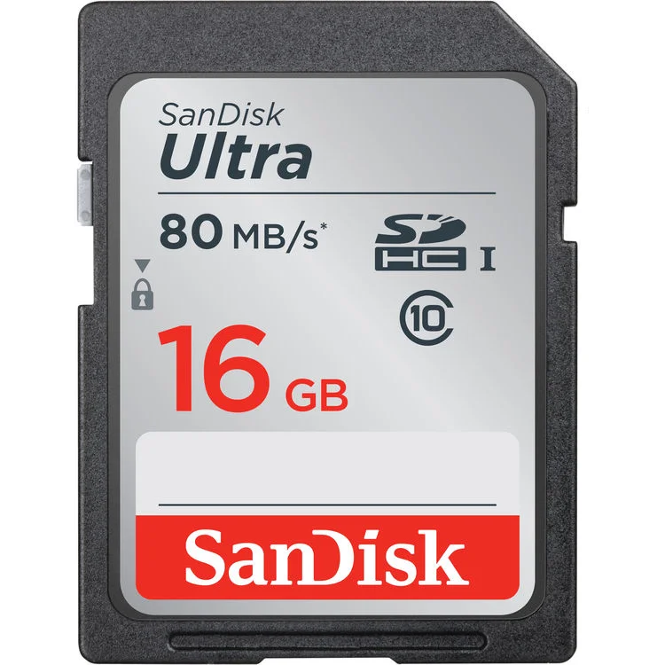 کارت حافظه 16 گیگابایتی Sandisk SD با سرعت 80 مگابایت بر ثانیه و کلاس 533X