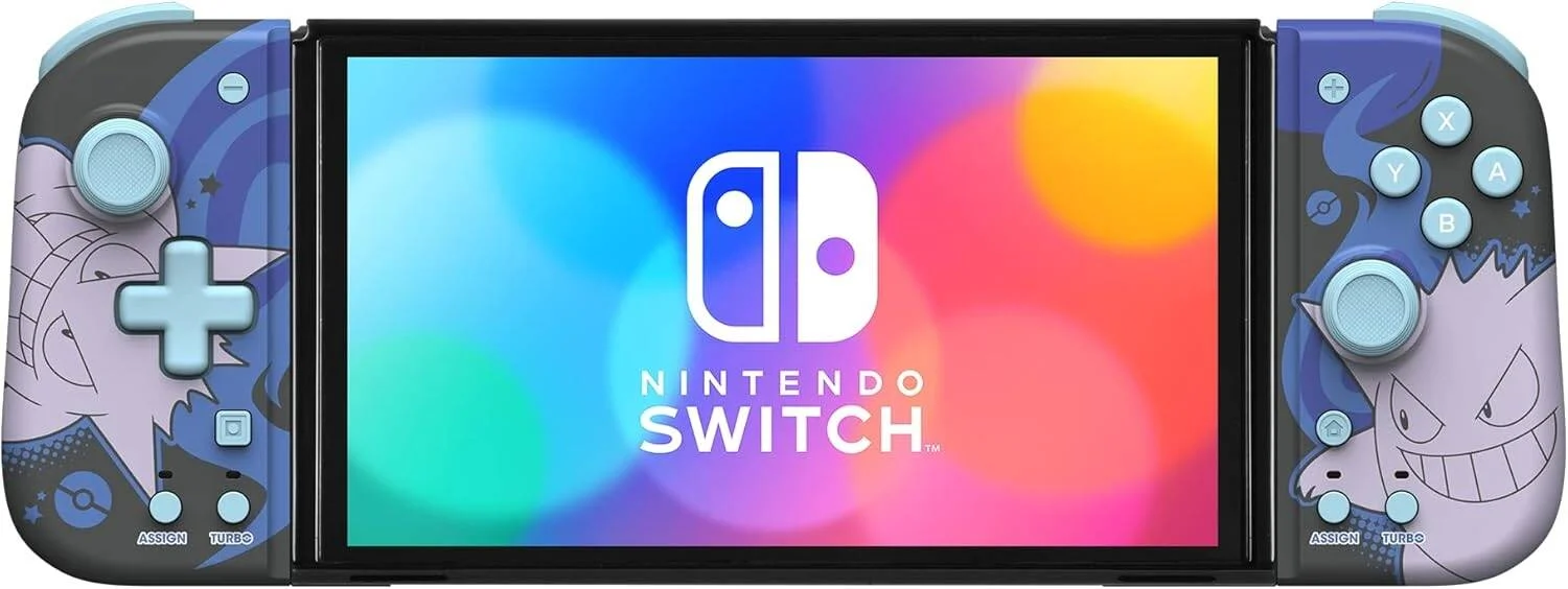 HORI Split Pad Compact نینتندو سوییچ، آنالوگ استیک، D-Pad، دکمه های شانه ای، دکمه های پشتی قابل تنظیم، Gengar | 60647