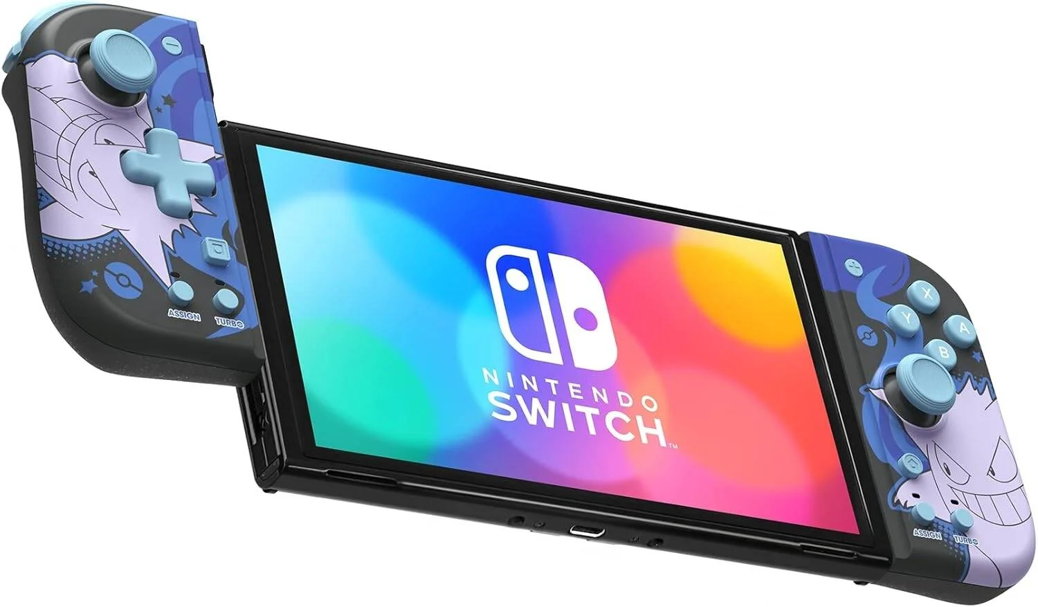 HORI Split Pad Compact نینتندو سوییچ، آنالوگ استیک، D-Pad، دکمه های شانه ای، دکمه های پشتی قابل تنظیم، Gengar | 60647