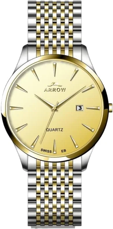ساعت آنالوگ مردانه اَرو (مدل 5901) با قابلیت نمایش تاریخ | بند استیل ضد زنگ | با قاب در رنگ های مختلف، سایز 40 میلی متر طلایی-نقره ای