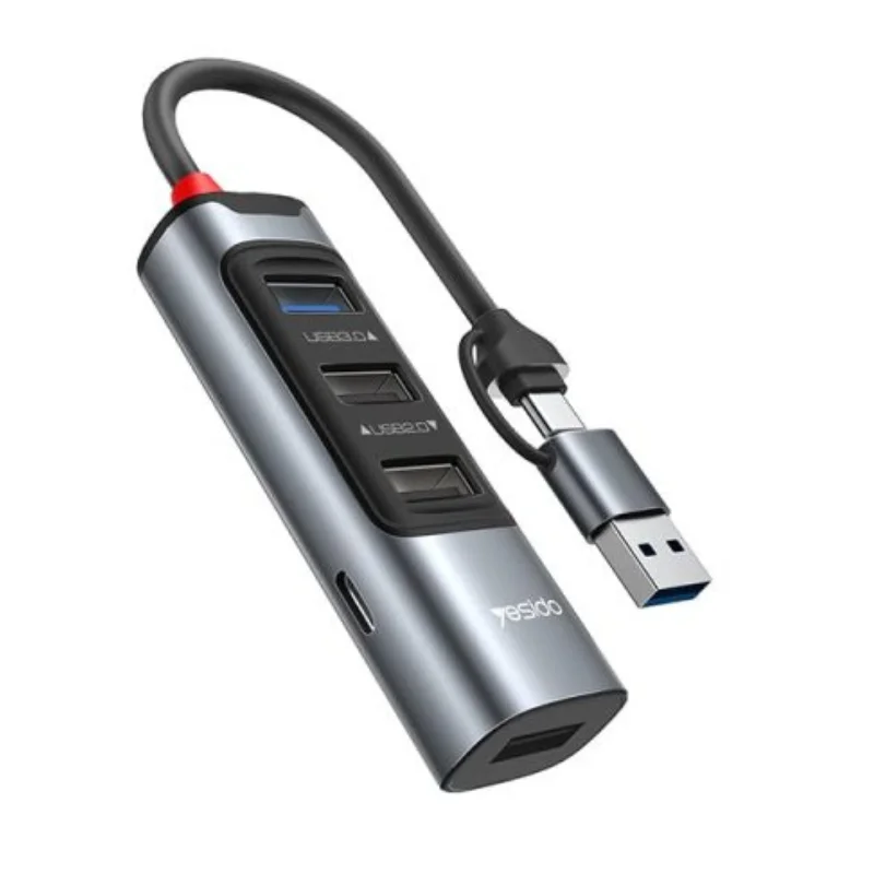 هاب 5 پورت USB/TYPE-C یسیدو YESIDO مدل HB20، پنج درگاه در یک هاب