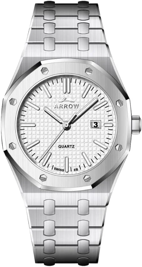 ساعت مردانه آرو (5907) - ساعت لوکس | نمایشگر آنالوگ با عملکرد تاریخ | بند استیل ضد زنگ | با تنوع رنگی قاب - سایز 42 میلی متر نقره ای