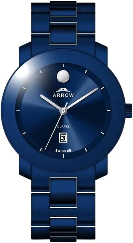 ساعت مچی مردانه آرو (5905) – ساعت لوکس | نمایشگر آنالوگ با تاریخ | بند برنجی | با تنوع رنگ بدنه - سایز بدنه 43 میلی متر آبی