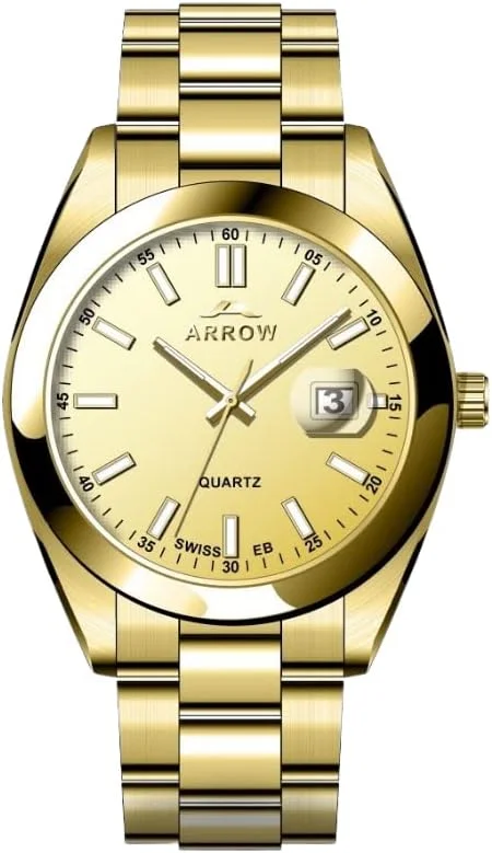 ساعت مچی مردانه عقربه‌ای (مدل 5903) با صفحه آنالوگ لوکس و نمایشگر تاریخ | بند استیل ضد زنگ | قاب با رنگ‌های متنوع - سایز 40 میلی‌متر طلایی