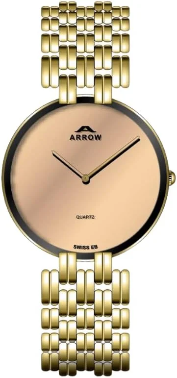 ساعت مچی مردانه اَرو (5820) – ساعت لوکس | نمایشگر آنالوگ | بند برنجی | با تغییرات رنگی اندازه قاب - 38 میلی متر رزگلد روشن