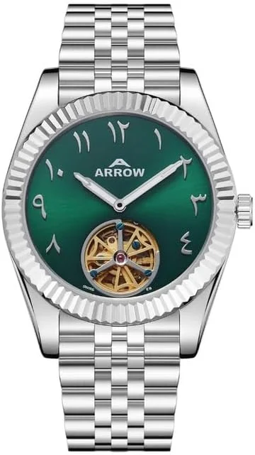 ساعت مچی اتوماتیک مردانه آرو (AR-5600) – استیل ضد زنگ لوکس، صفحه اعداد عربی، شیشه سافایر، مقاوم در برابر آب تا 30 متر، طراحی شیک و بادوام