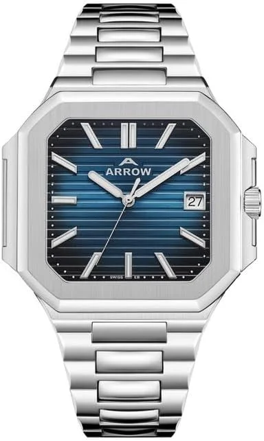 ساعت مچی مردانه آرو با صفحه هشت ضلعی آبی و بند استیل