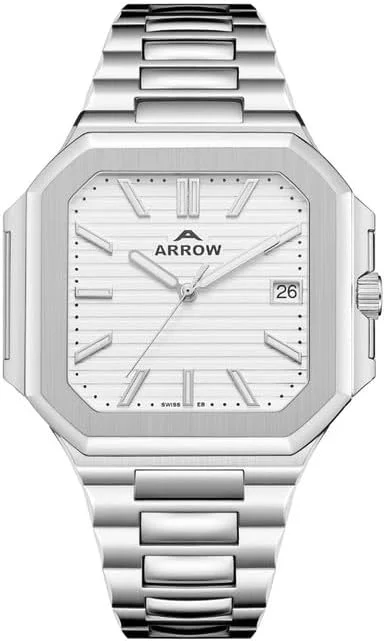 ساعت مچی مردانه آرو با صفحه سفید هشت ضلعی و بند استیل