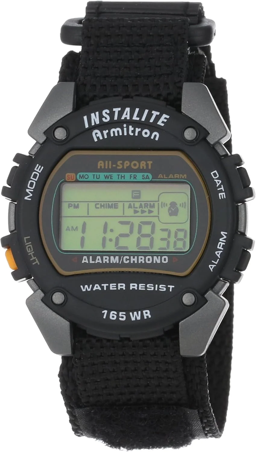 ساعت دیجیتال مردانه آرمایترون اسپرت مدل 406623 با صفحه گرد خاکستری و مشکی و بند نایلونی
