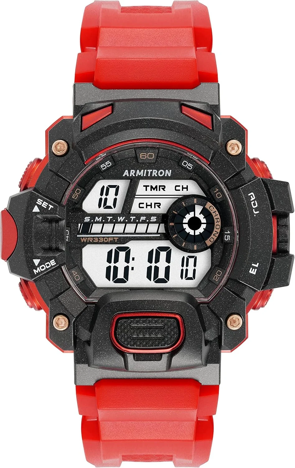 ساعت مچی دیجیتال مردانه آرمایترون اسپورت با بند رزینی، 40/8386، قرمز/مشکی