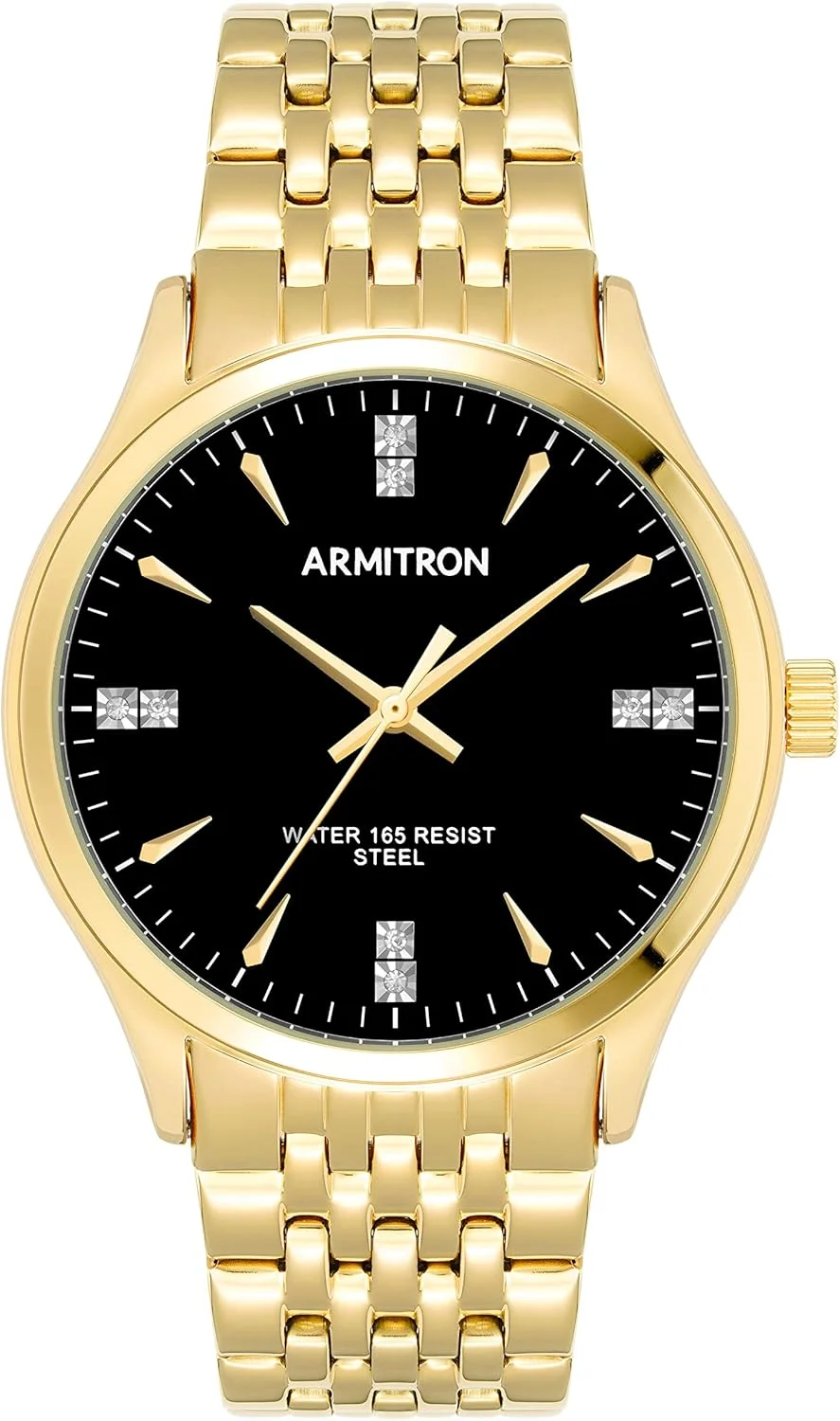 ساعت مچی مردانه آرمایترون با نگین های کریستالی اصل، مدل 20/5522، طلایی/مشکی