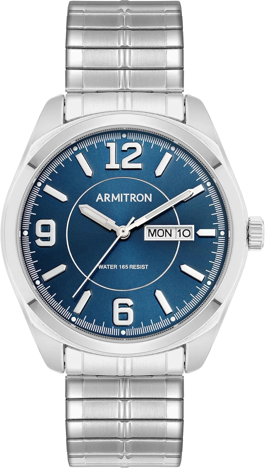 ساعت مچی مردانه آرمitron با نمایشگر روز و تاریخ و بند کشویی، 20-4591
