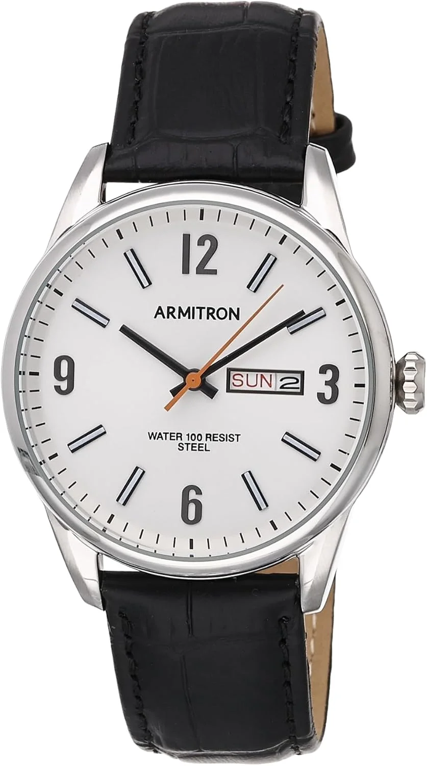 ساعت مچی مردانه آرمایترون مدل 20/5048 با صفحه نمایشگر روز/تاریخ و بند چرمی طرح کروکودیل