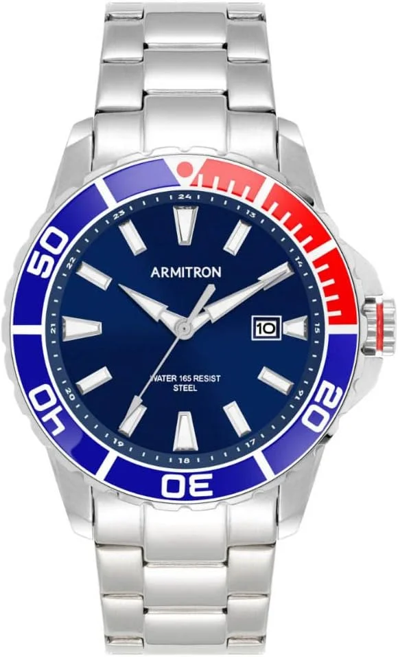 ساعت مچی مردانه آرمایترون مدل 20/5526 با قابلیت نمایش تاریخ، نقره ای/آبی سرمه ای