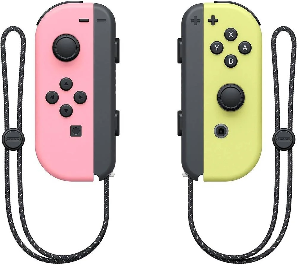 دسته بازی نینتندو Joy-Con (چپ)/(راست) برای نینتندو سوییچ، فیدبک فیزیکی HD Rumble، تشخیص دوربین حرکتی IR، سرگرمی فوری دو نفره، صورتی پاستلی/زرد پاستلی | 117077