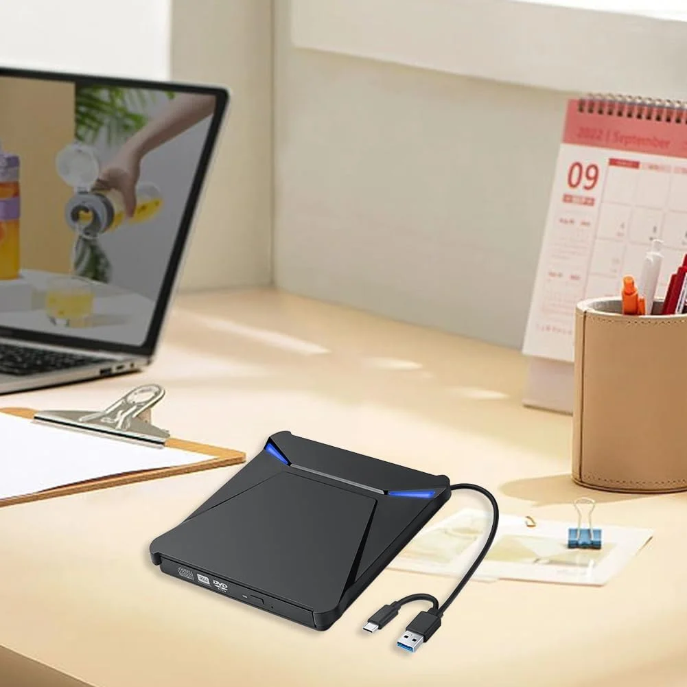 درایو نوری اکسترنال 5 در 1 Type-C USB 3.0، رایتر و پخش کننده CD DVD قابل حمل با اسلات SD/TF