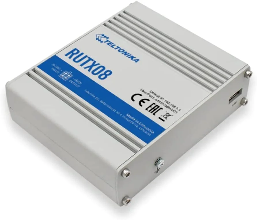 روتر اترنت صنعتی Teltonika RUTX08000000، دارای 4 پورت گیگابیتی اترنت با پشتیبانی از 128 VLAN مبتنی بر پورت/تگ، منبع تغذیه یورو، ورودی/خروجی دیجیتال، مسیریابی استاتیک/دینامیک، بدنه آلومینیومی روتر اترنت صنعتی Teltonika RUTX08000000، دارای 4 پورت گیگابیتی اترنت با پشتیبانی از 128 VLAN مبتنی بر پورت/تگ، منبع تغذیه یورو، ورودی/خروجی دیجیتال، مسیریابی استاتیک/دینامیک، بدنه آلومینیومی