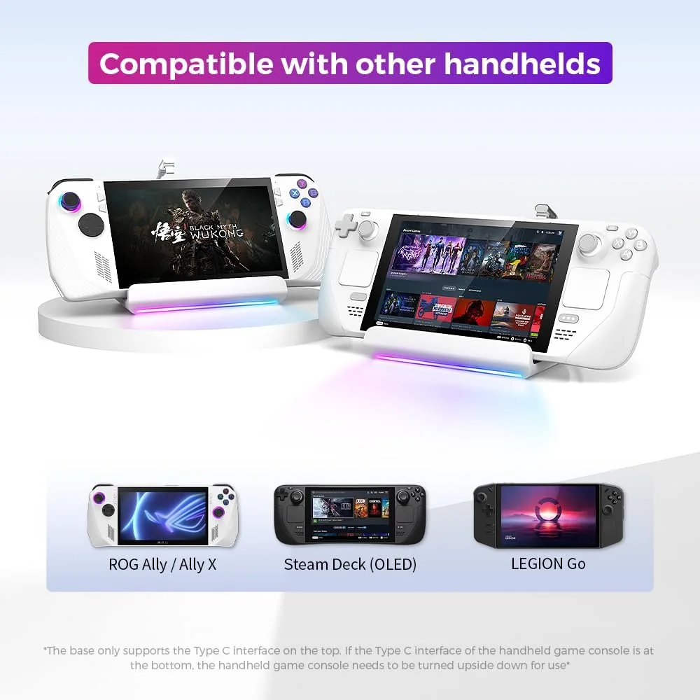 ایستگاه داکینگ گیمینگ قابل حمل RGB برای استیم دک OLED، راگ الای X، لژیون گو - HDMI 4K@60HZ، هاب USB-C با آداپتور چند پورت برای بازی و کار