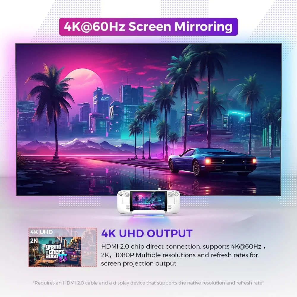 ایستگاه داکینگ گیمینگ قابل حمل RGB برای استیم دک OLED، راگ الای X، لژیون گو - HDMI 4K@60HZ، هاب USB-C با آداپتور چند پورت برای بازی و کار