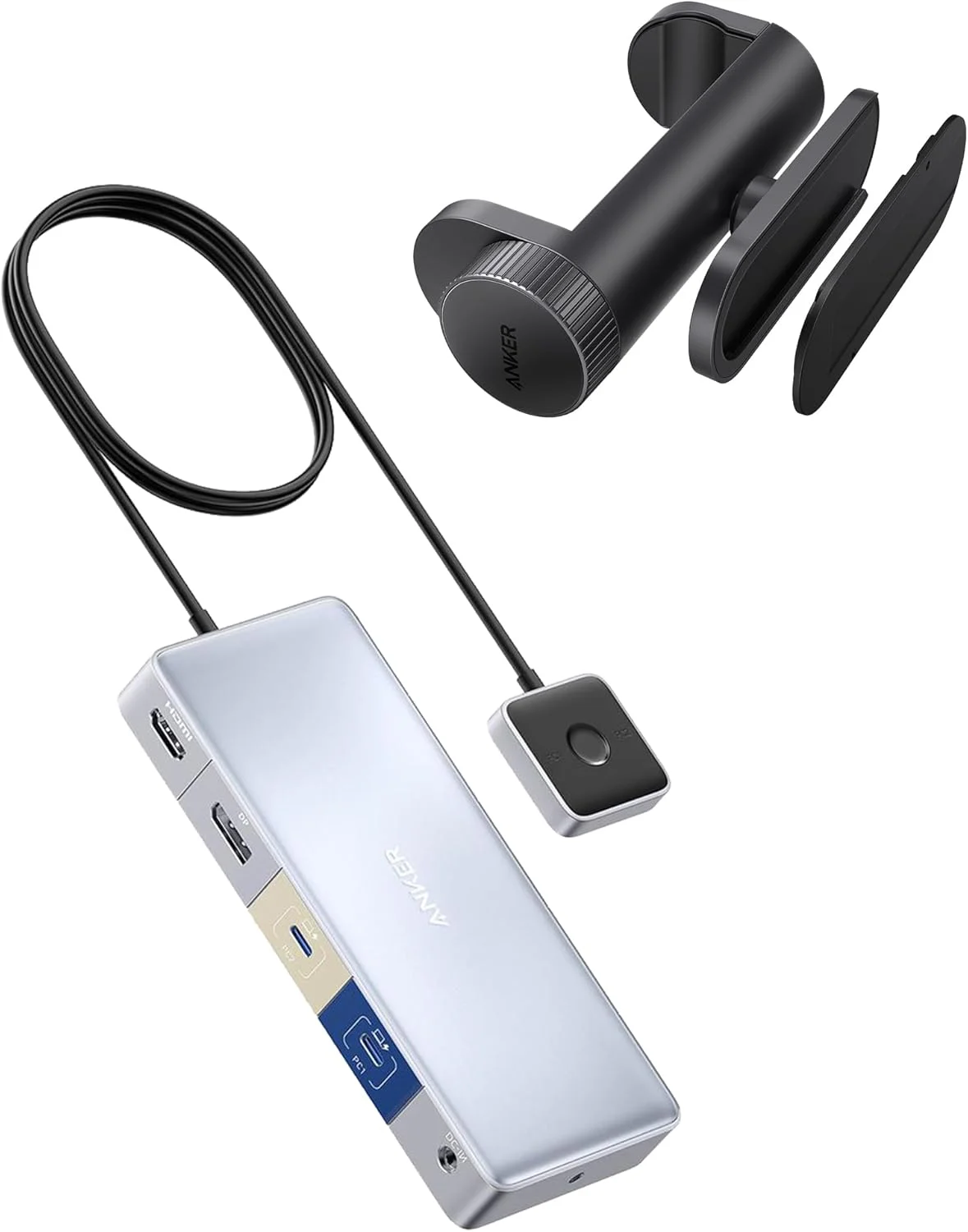 ایستگاه اتصال انکر، سوئیچ KVM برای 2 لپ تاپ، ایستگاه اتصال دوگانه مانیتور 4K مدل 554 USB C و کیت نصب هاب انکر با طراحی قابل تنظیم