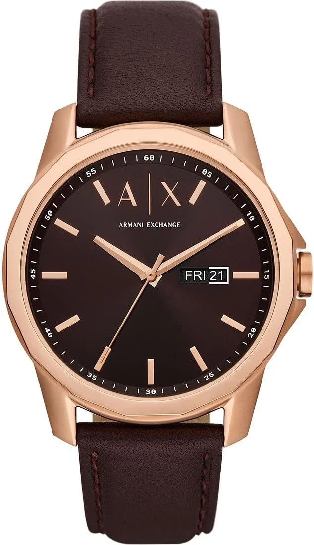 ساعت مچی مردانه آرمانی اکسچنج مدل AX1833 با سه عقربه و نمایشگر تاریخ، بدنه استیل ضد زنگ با رنگ متالیک دودی