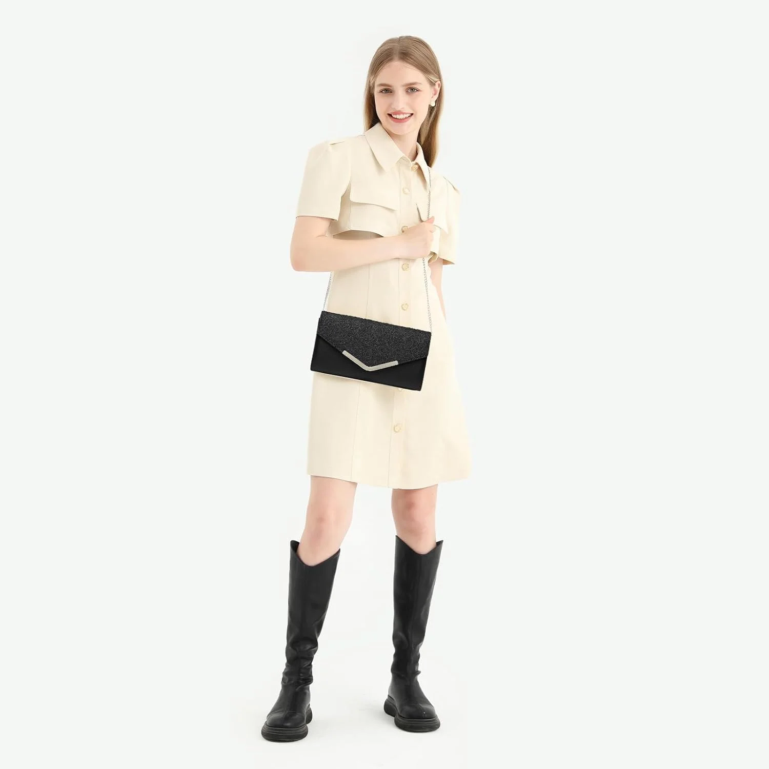 کیف دستی زنانه Miss Lulu مدل Lh1756 Gy، کیف مسنجر، سایز متوسط